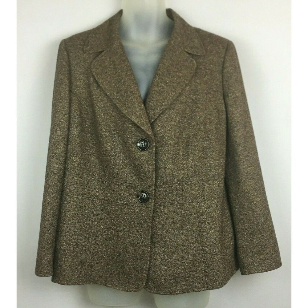 Talbots Italian Brown Tweed Blazer Womens Size 14W